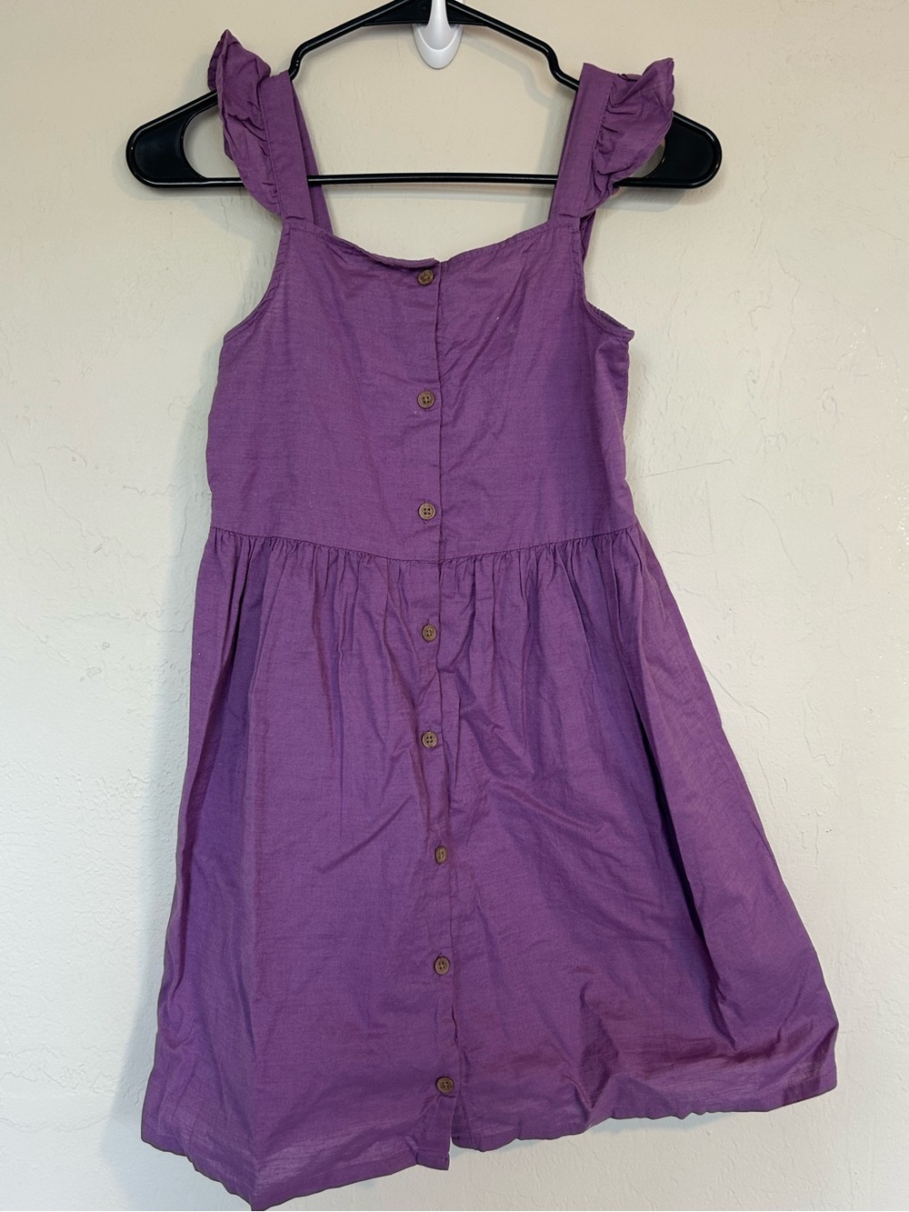 H&M Girls Purple A-Line Sleeveless Square Neck Button Front Ruffle Sz 9-10Y(1991
